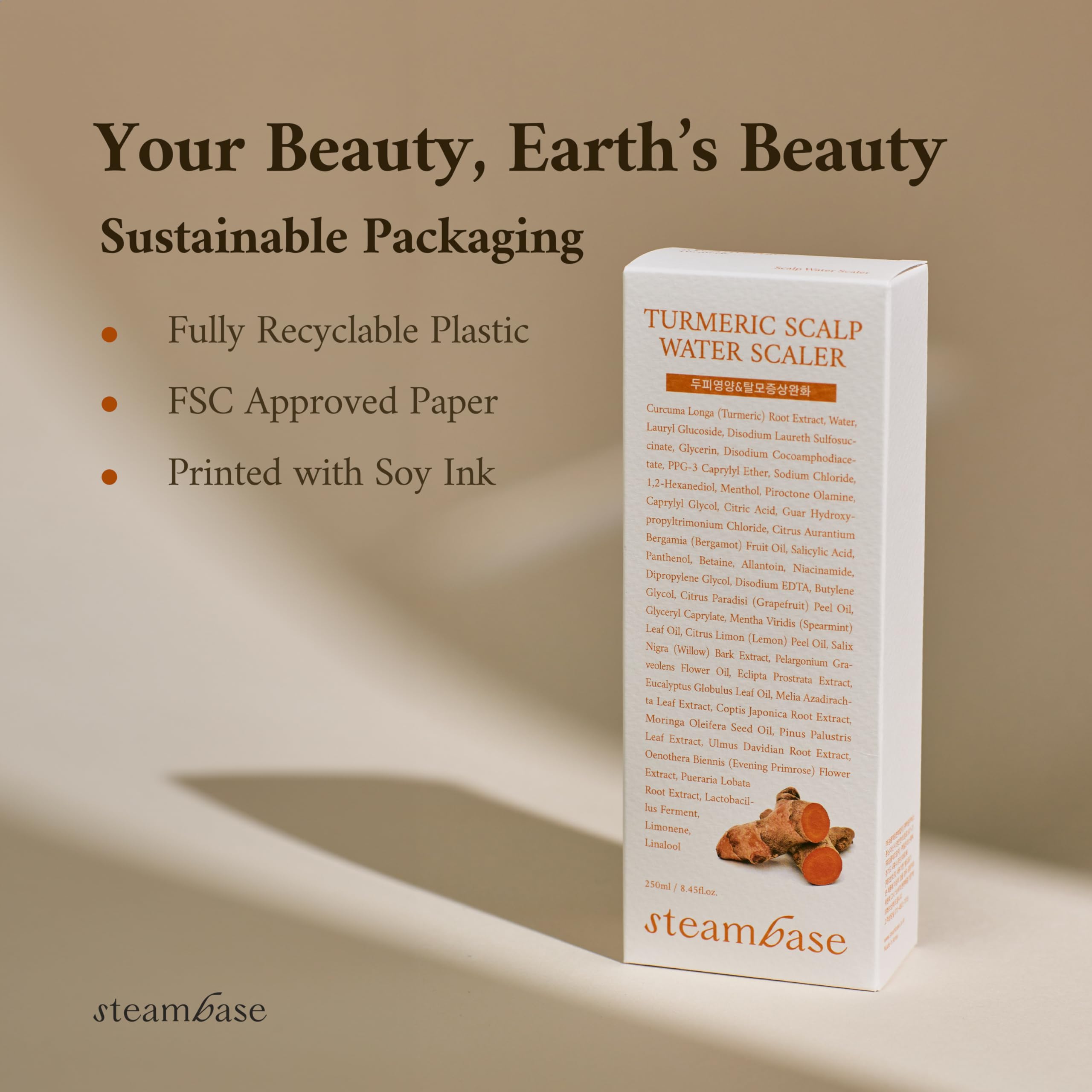 STEAMBASE Turmeric Scalp Water Scaler suitable for all hair types and a thoughtful gift.