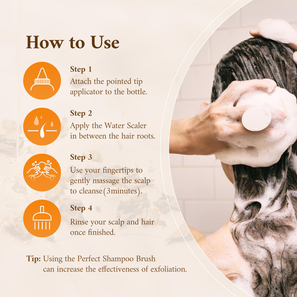STEAMBASE Turmeric Scalp Water Scaler dermatologist-tested and free from harsh chemicals.