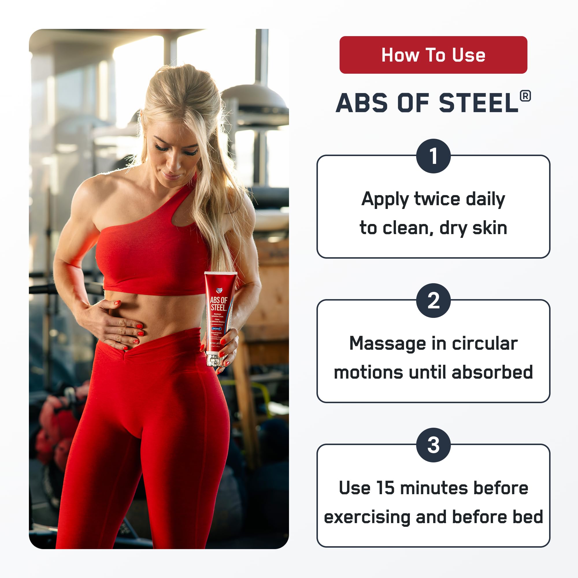 Warming sensation as SteelFit Abs of Steel cream activates.