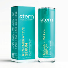 STEM Natural Intelligence regenerative serum bottle, targeted hydration for smoother skin.