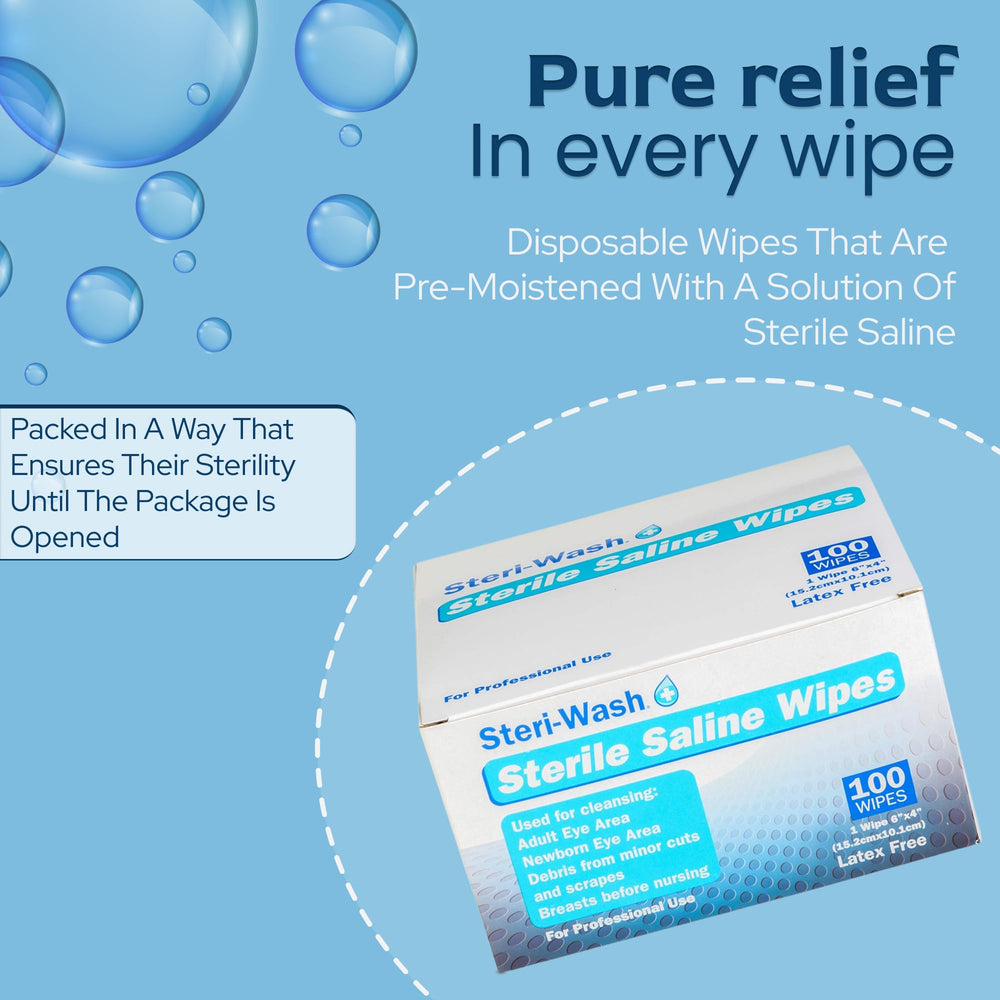 STERI-WASH Aftercare Wipes used on nose piercing with saline care.