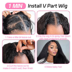 Sterly kinky straight wig density 250 highlights fullness for natural look.