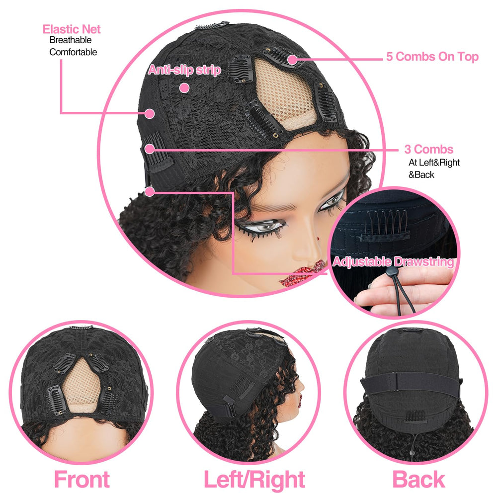Sterly V Part Wig close-up of Brazilian Remy hair texture and softness
