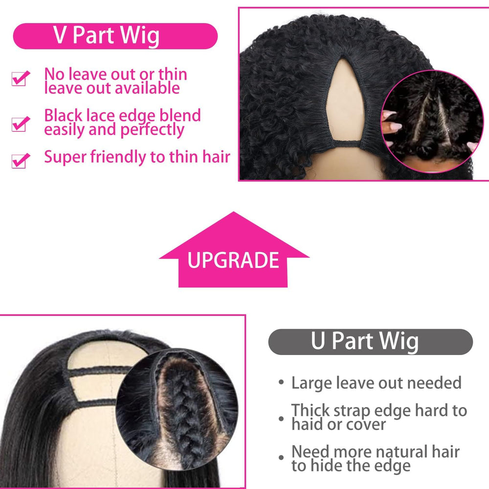 Sterly V Part Wig hidden clips and adjustable straps for secure fit