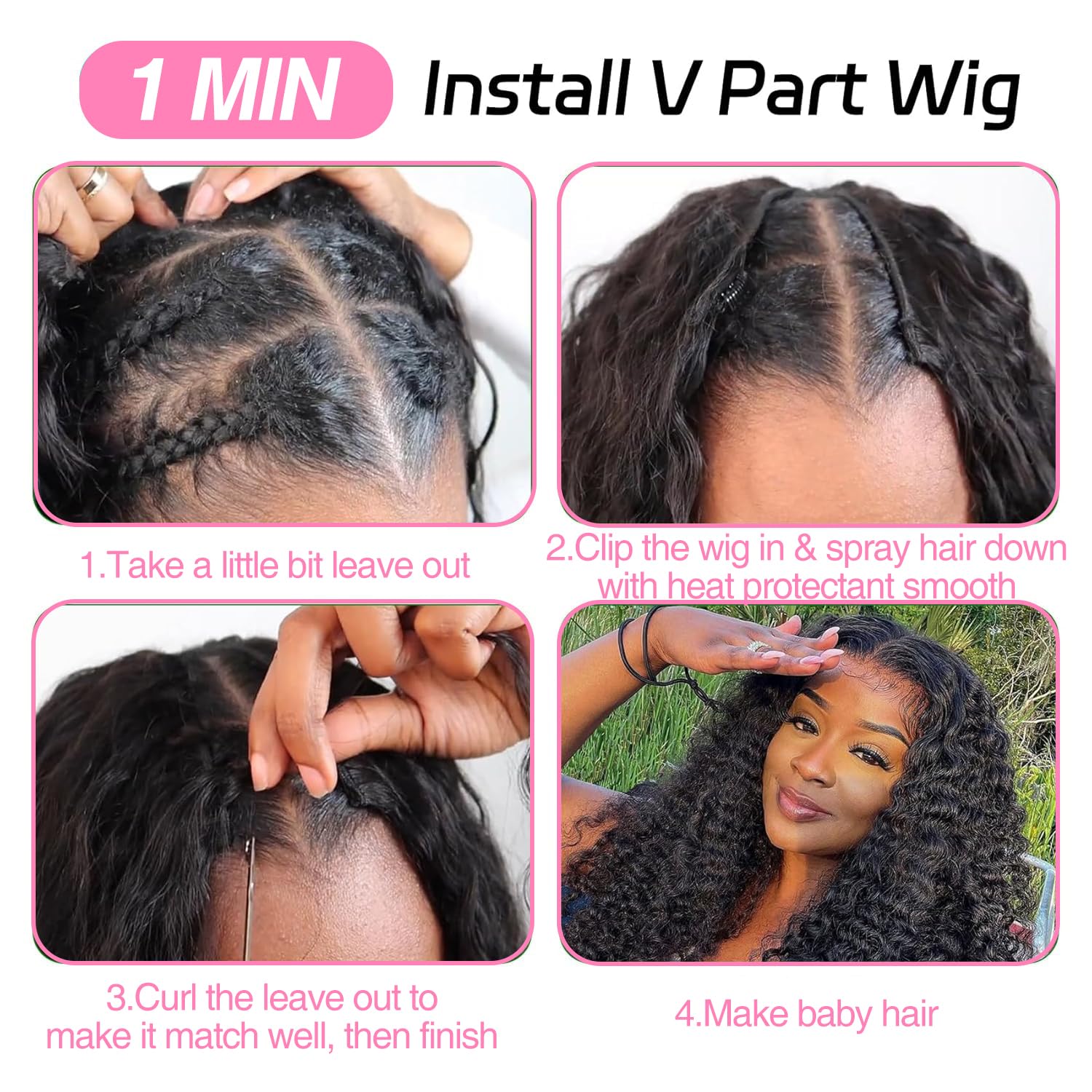 Sterly V Part Wig versatile styling ready for ponytail or half-up looks
