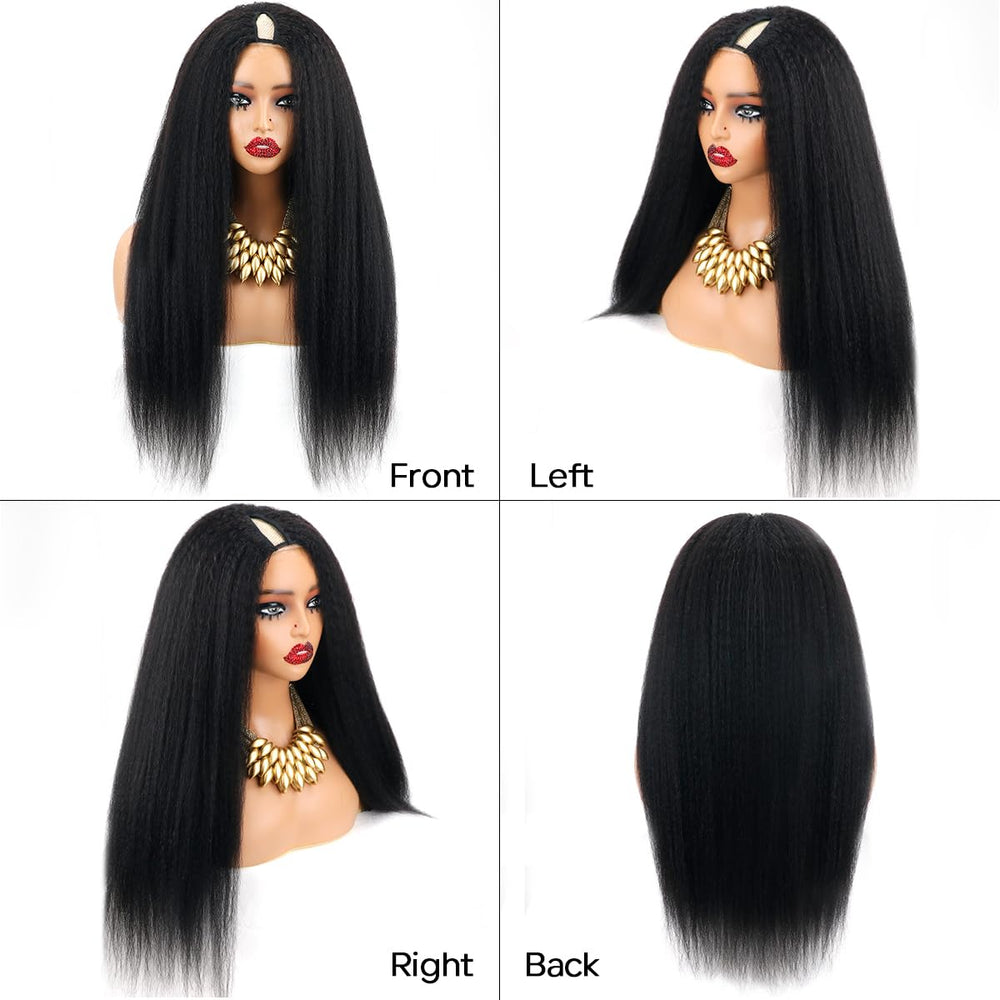 Sterly wedding party look with V Part wig for elegant events.