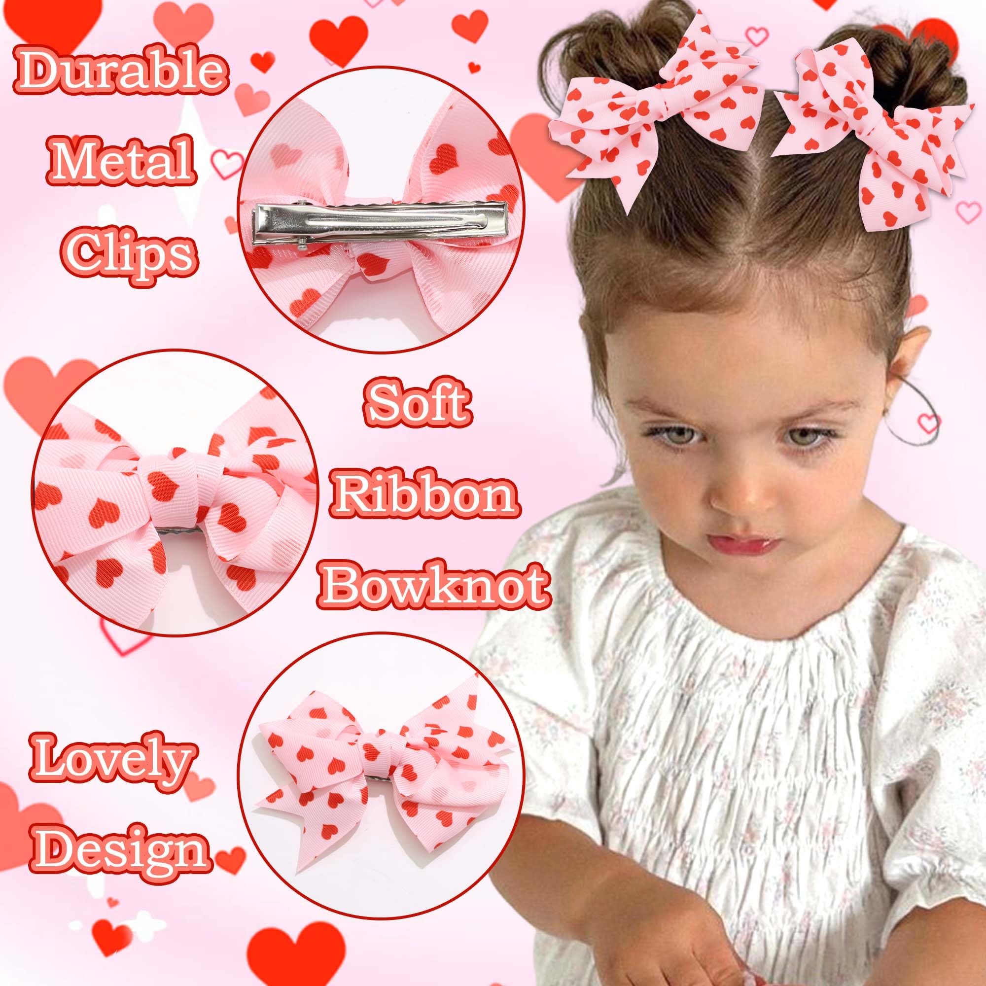 STGDAK red-print heart barrette keeps hair neatly in place