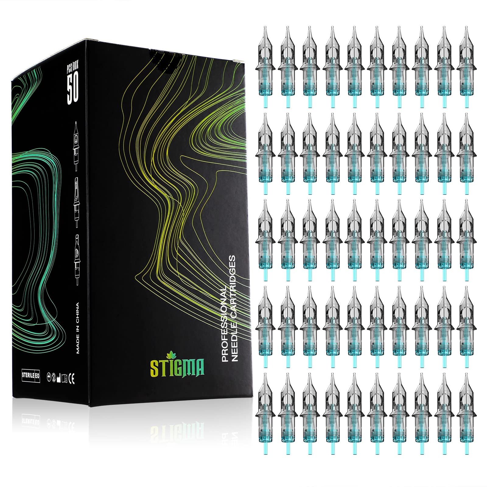 STIGMA Aquamarine Knight 1201RL round liner cartridge for precise outlines and smooth ink flow
