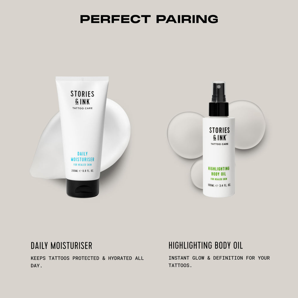 Stories & Ink Liftonin-Expert graphic illustrates collagen-boosting care for ink preservation.