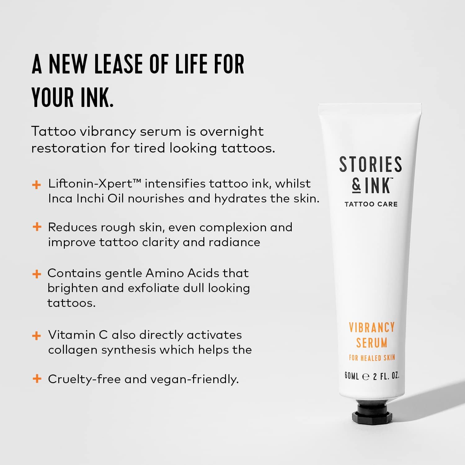 Stories & Ink Hydrating Body Oil bottle nourishes skin for long-lasting tattoo care.