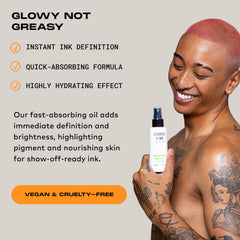 Stories & Ink Glow on skin after use, enhancing pigment definition.
