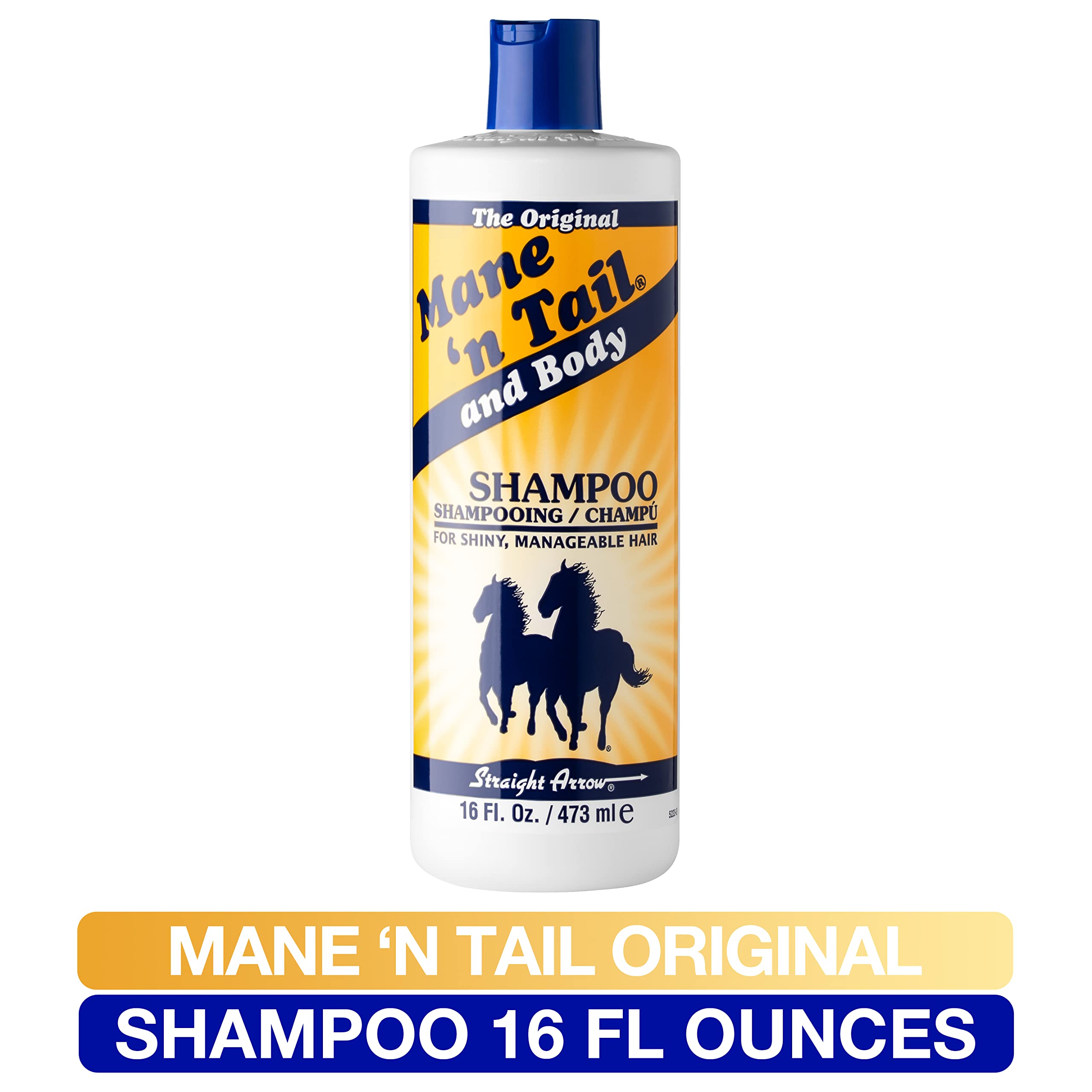 Straight Arrow Mane N Tail shampoo label design highlights fragrance and ingredients