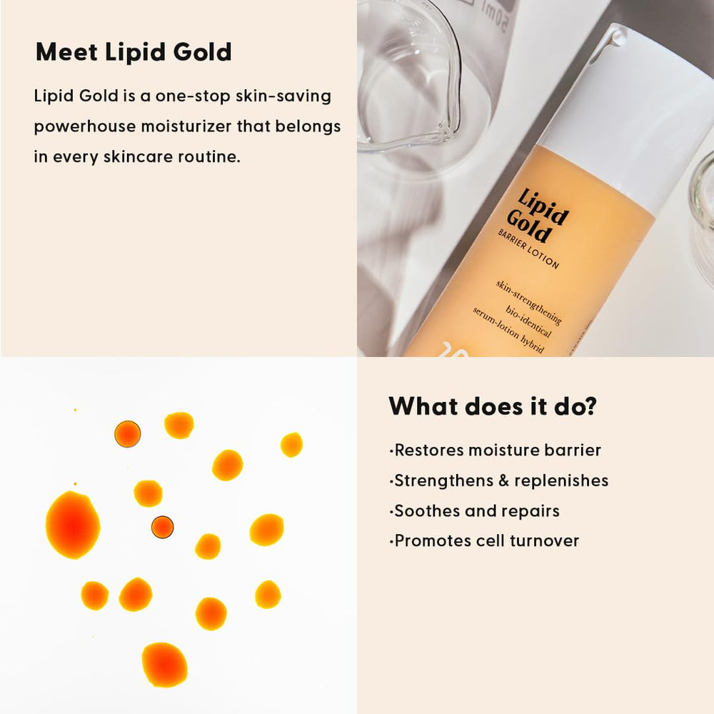 Stratia Lipid Gold texture close-up on skin demonstrates smooth, non-greasy feel.