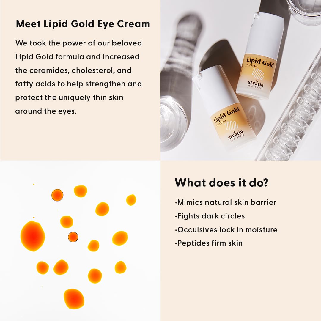 Texture Stratia Lipid Gold Crème Yeux — application douce pour une peau sensible.