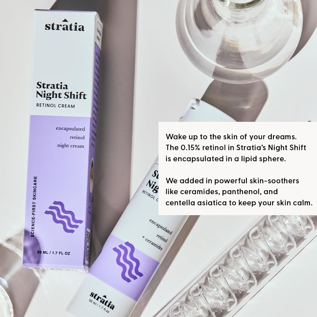Stratia Night Shift with squalane and marula oils for sensitive skin.
