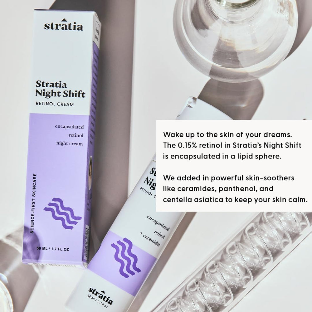 Stratia Night Shift with squalane and marula oils for sensitive skin.