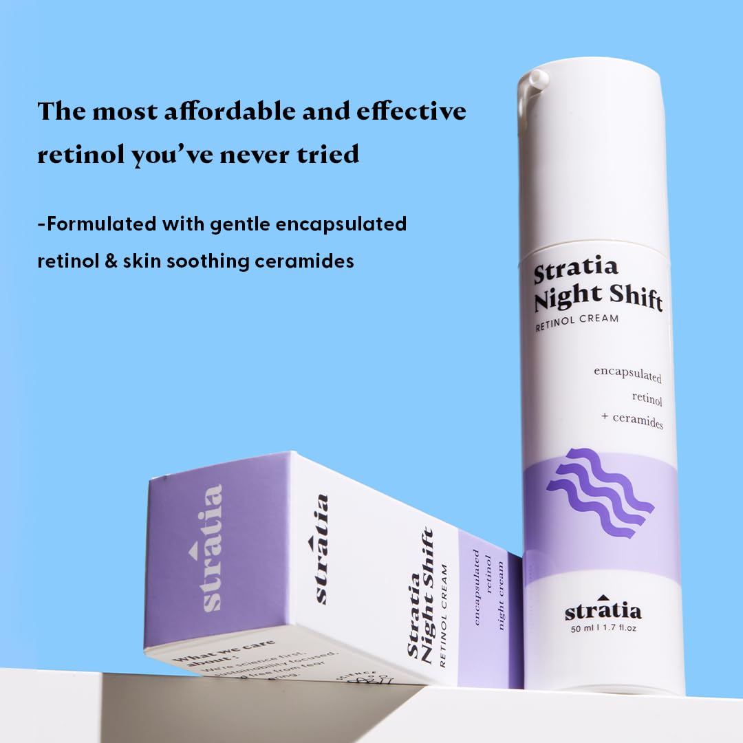 Stratia Night Shift texture swatch shows creamy finish for deep hydration.