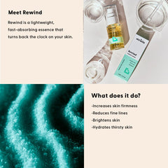 Stratia Rewind serum pump dispense illustrating easy application and quick absorption.