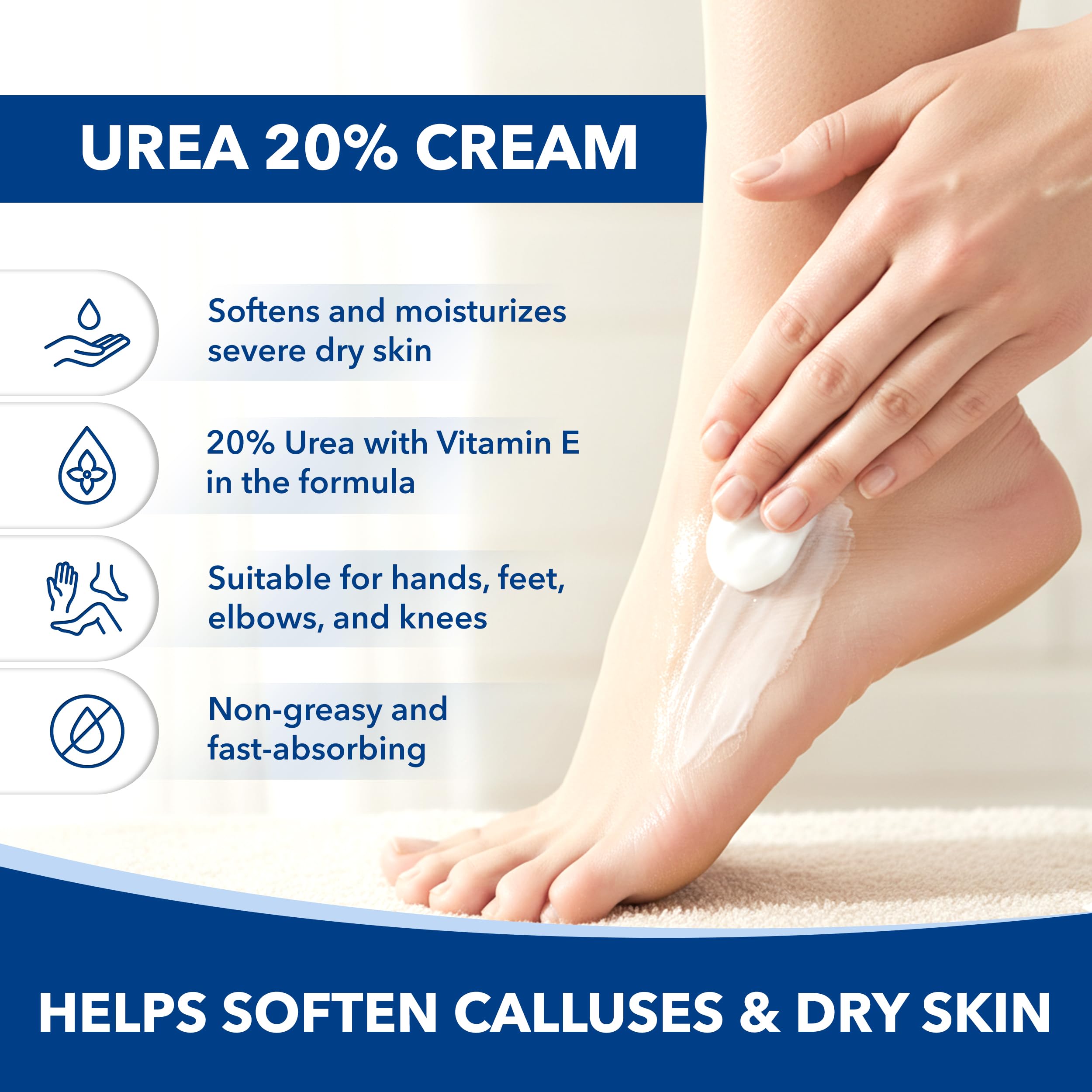 STRATUS PHARMACEUTICALS Urea 20% Cream hands application demonstrates quick absorption and comfort.