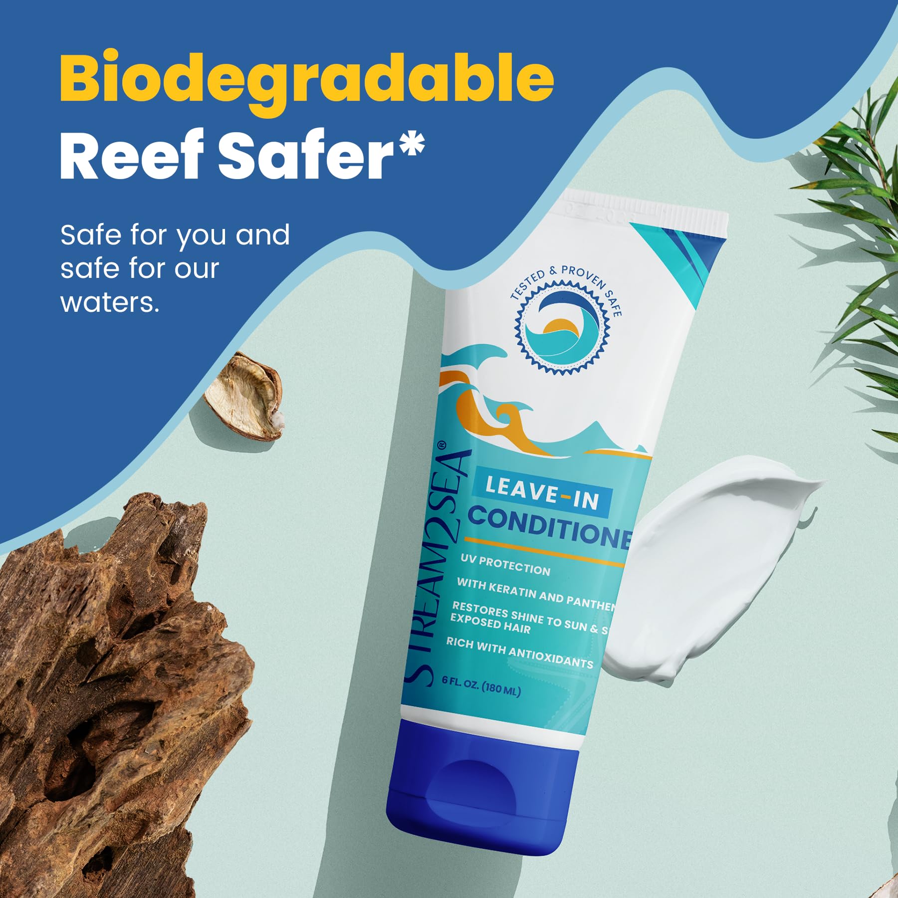 STREAM 2 SEA on-hair strands image showing frizz control and shine