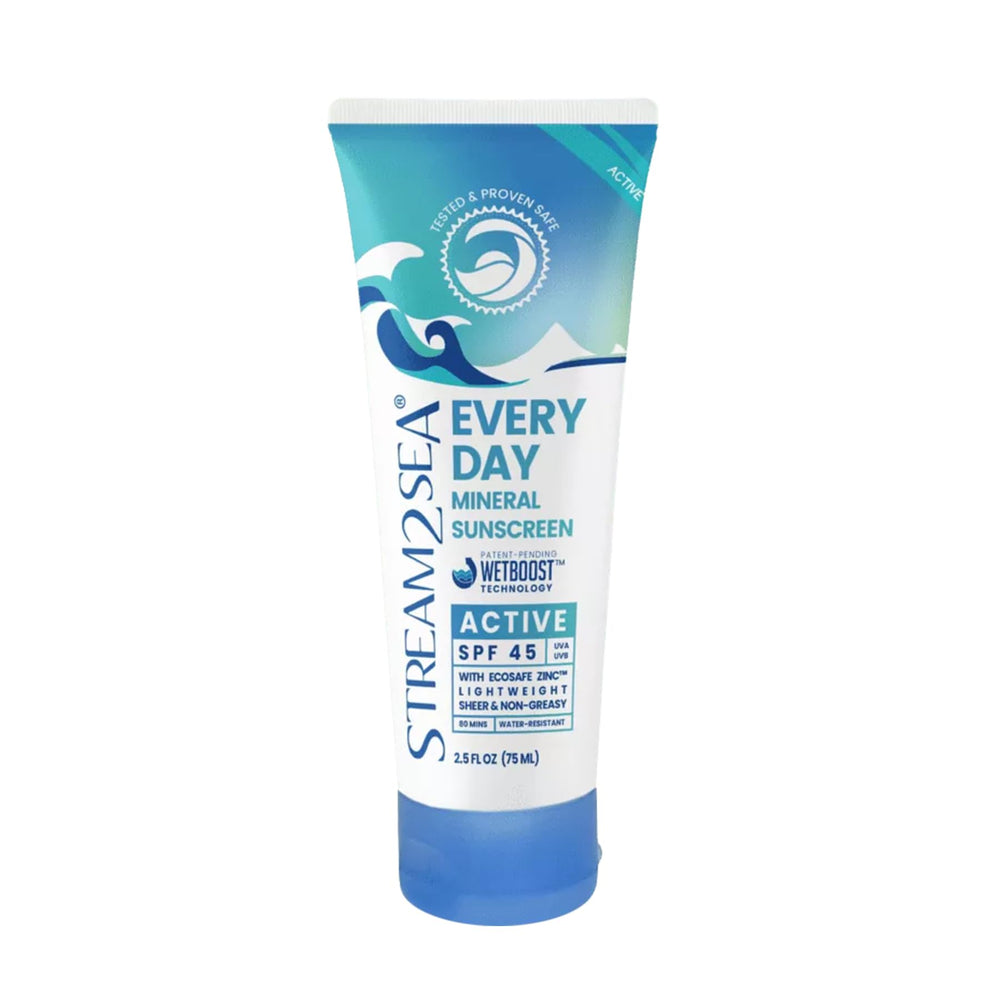 STREAM 2 SEA SPF 45 mineral sunscreen bottle for daily face and body protection.