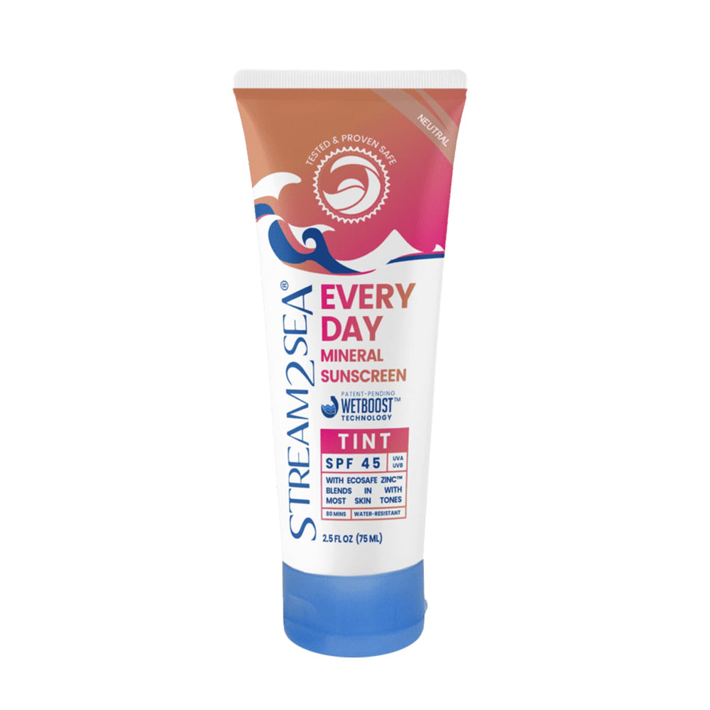 STREAM 2 SEA SPF 45 Every Day Tint bottle on skin, delivering lightweight mineral protection.
