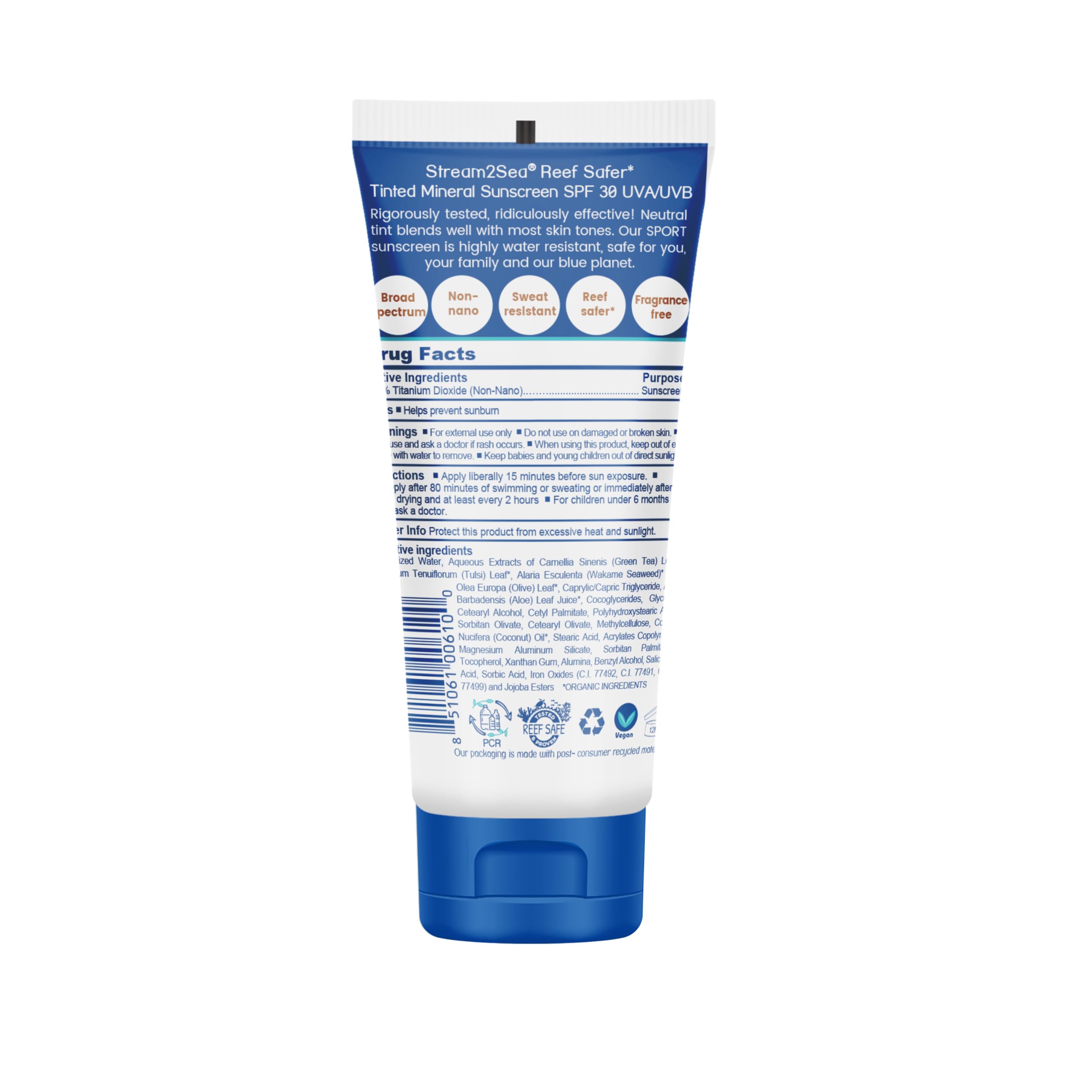 STREAM 2 SEA tinted sunscreen bottle cap open for easy on-the-go application