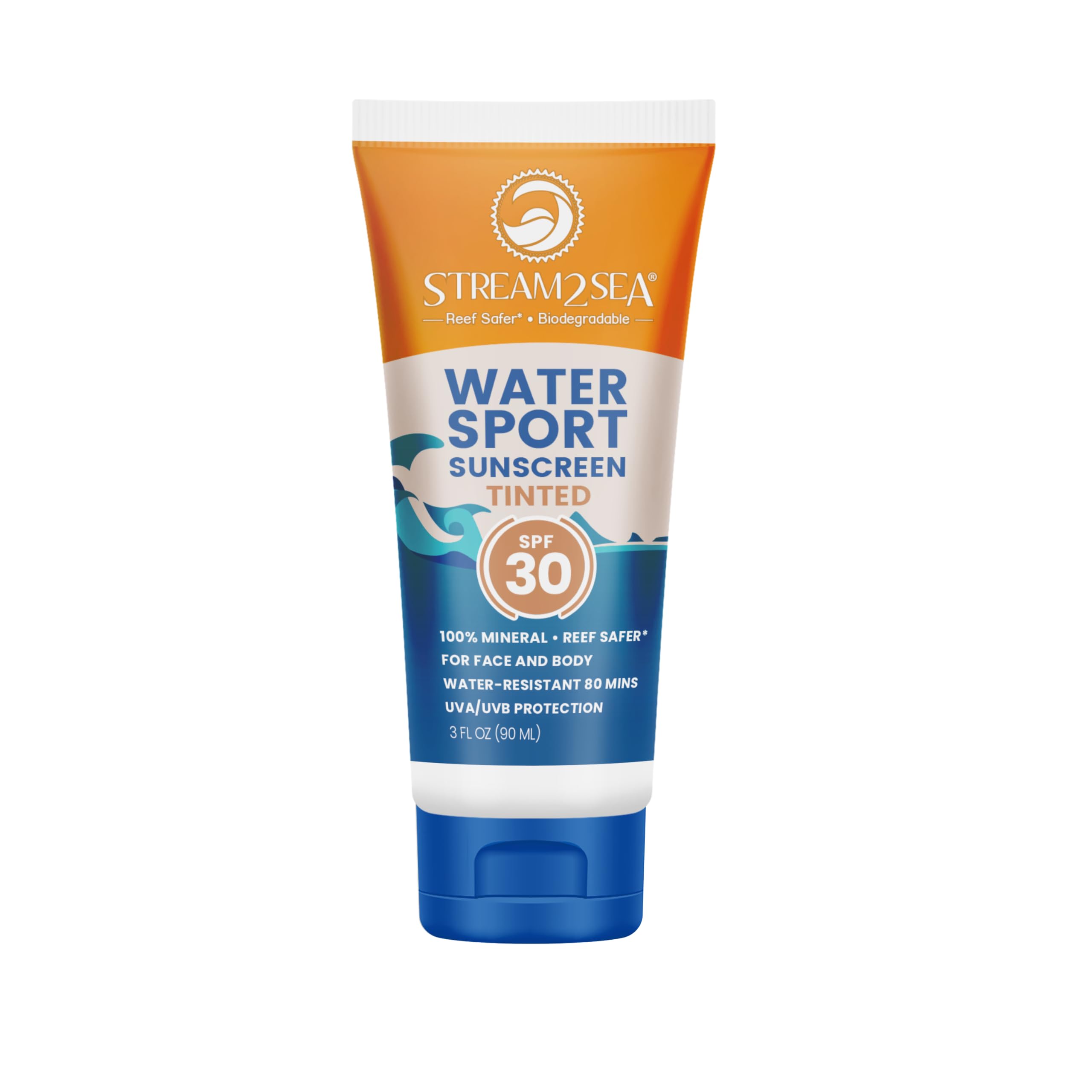 STREAM 2 SEA tinted sunscreen bottle front showing mineral protection for skin