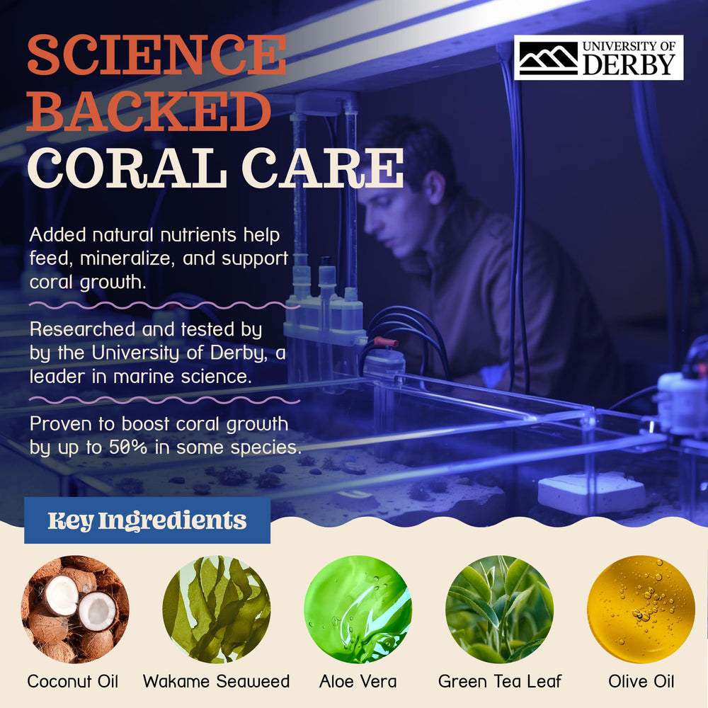 Stream2Sea Coral Care packaging on a beach scene, biodegradable and eco-friendly