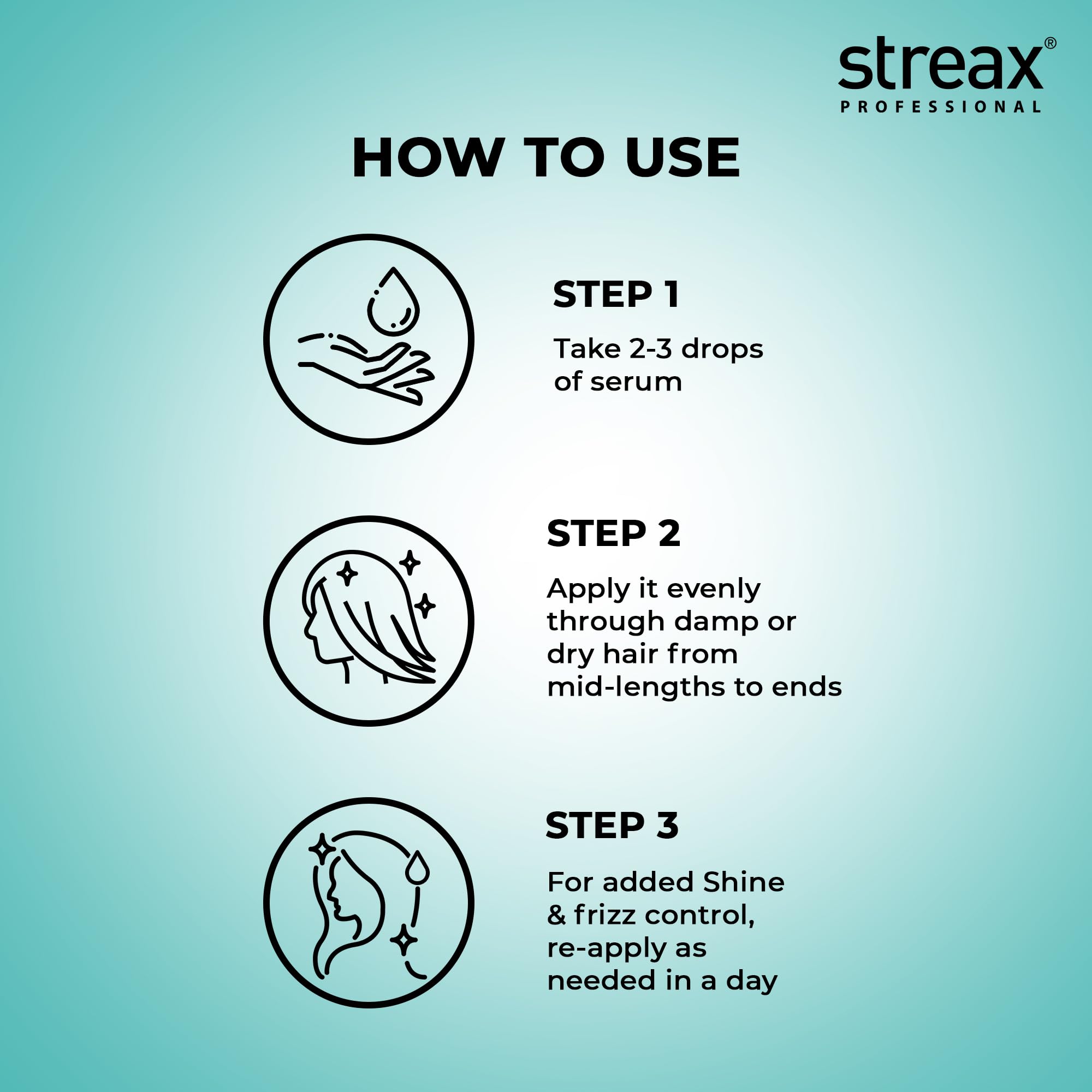 Streax Professional Vitariche Gloss Serum enriched with macadamia oil for soft, natural texture.