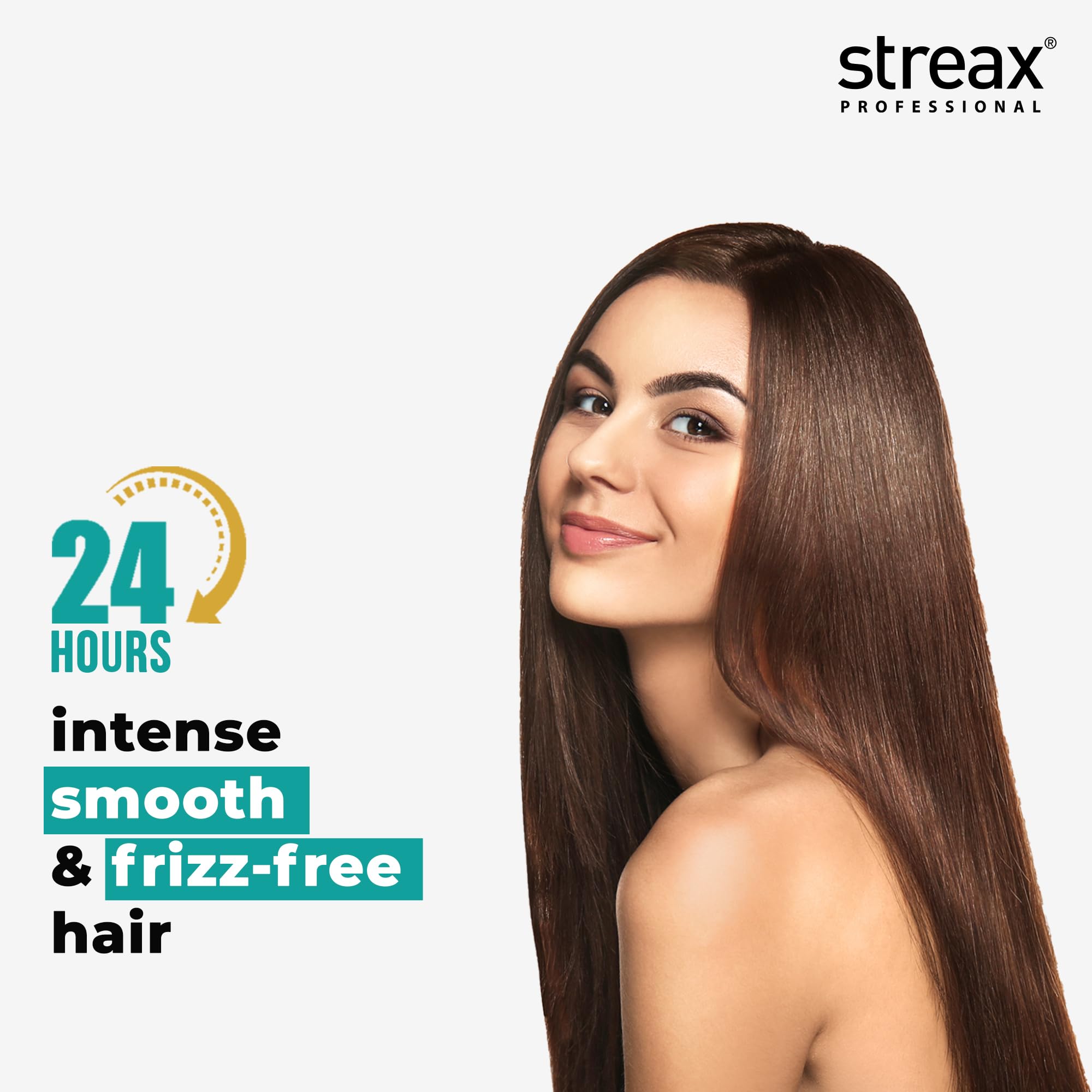 Streax Professional Vitariche Gloss Serum being dispensed, highlighting a lightweight, non-greasy texture.