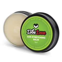 Stretch It premium ear-stretching balm jar for gentle lobe care.