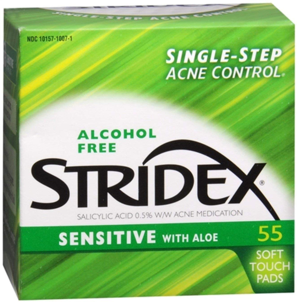 Stri-Dex Daily Care Sensitive with Aloe Pads pack shot showing gentle acne care for sensitive skin.