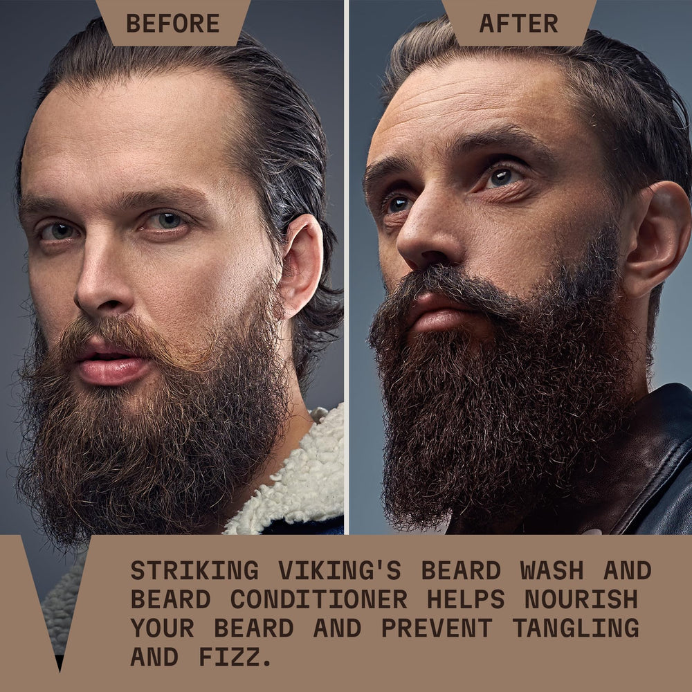 Striking Viking Beard Conditioner silky texture for smooth styling.