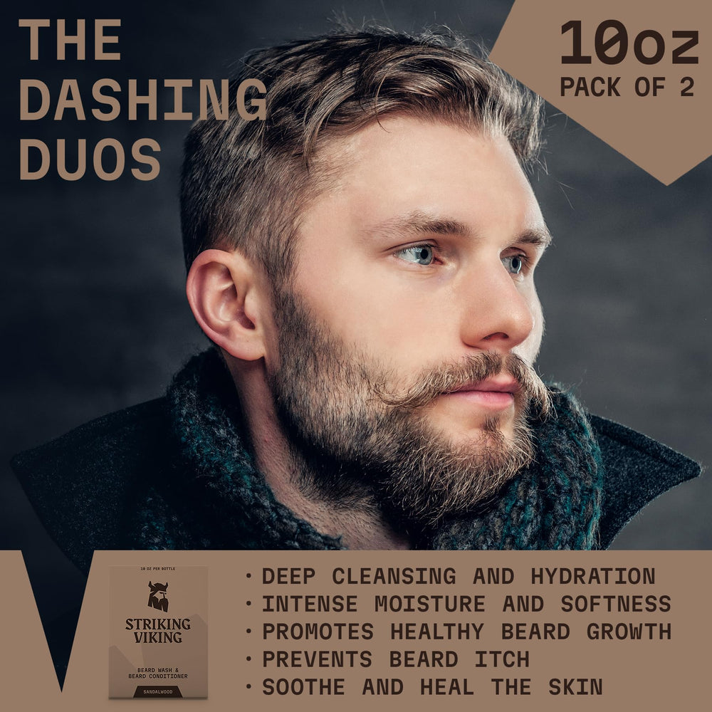 Striking Viking Beard Wash foam visible on beard for thorough cleansing.
