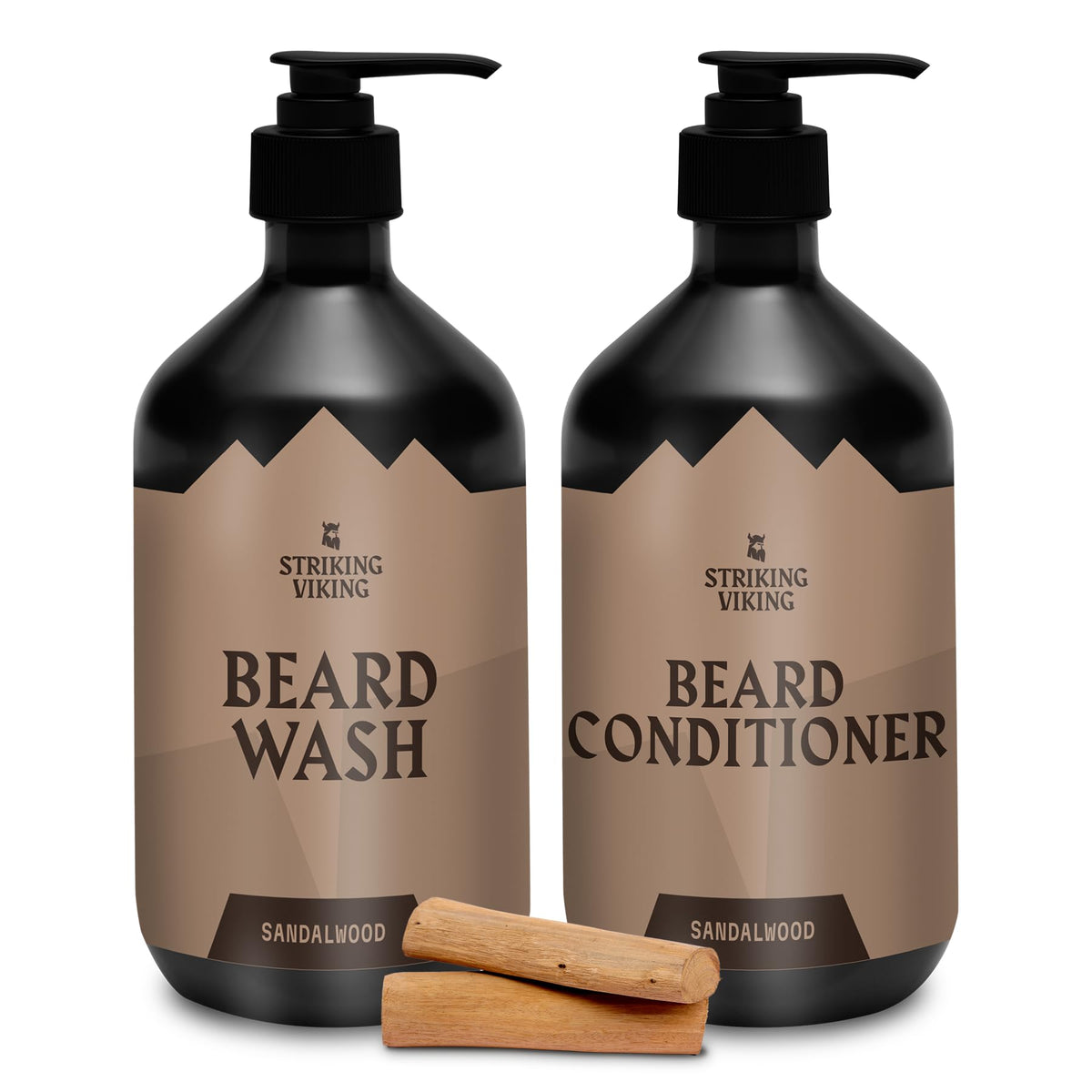Striking Viking Beard Wash sandalwood bottle for deep-clean hydration.