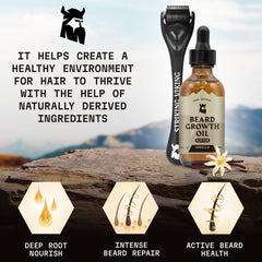 Striking Viking jojoba oil drops provide deep hydration for soft facial hair.