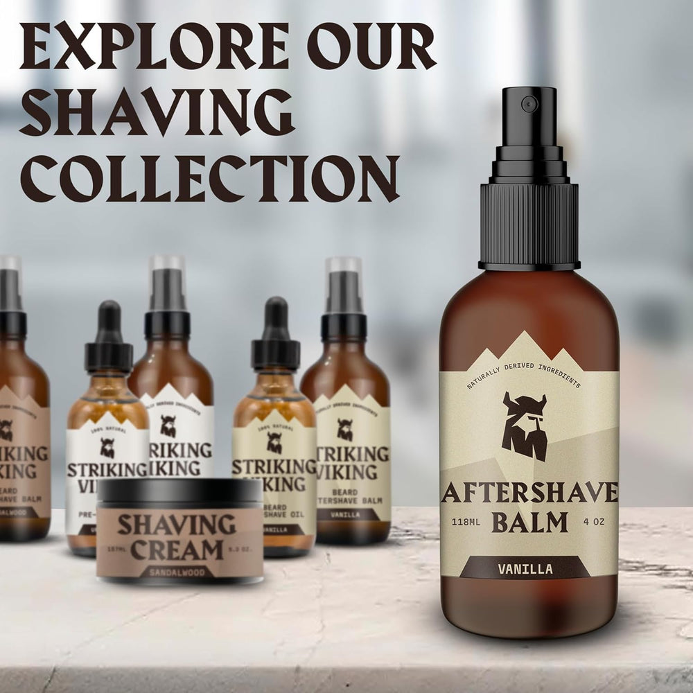 Striking Viking logo with vanilla balm branding reinforces trust and quality.