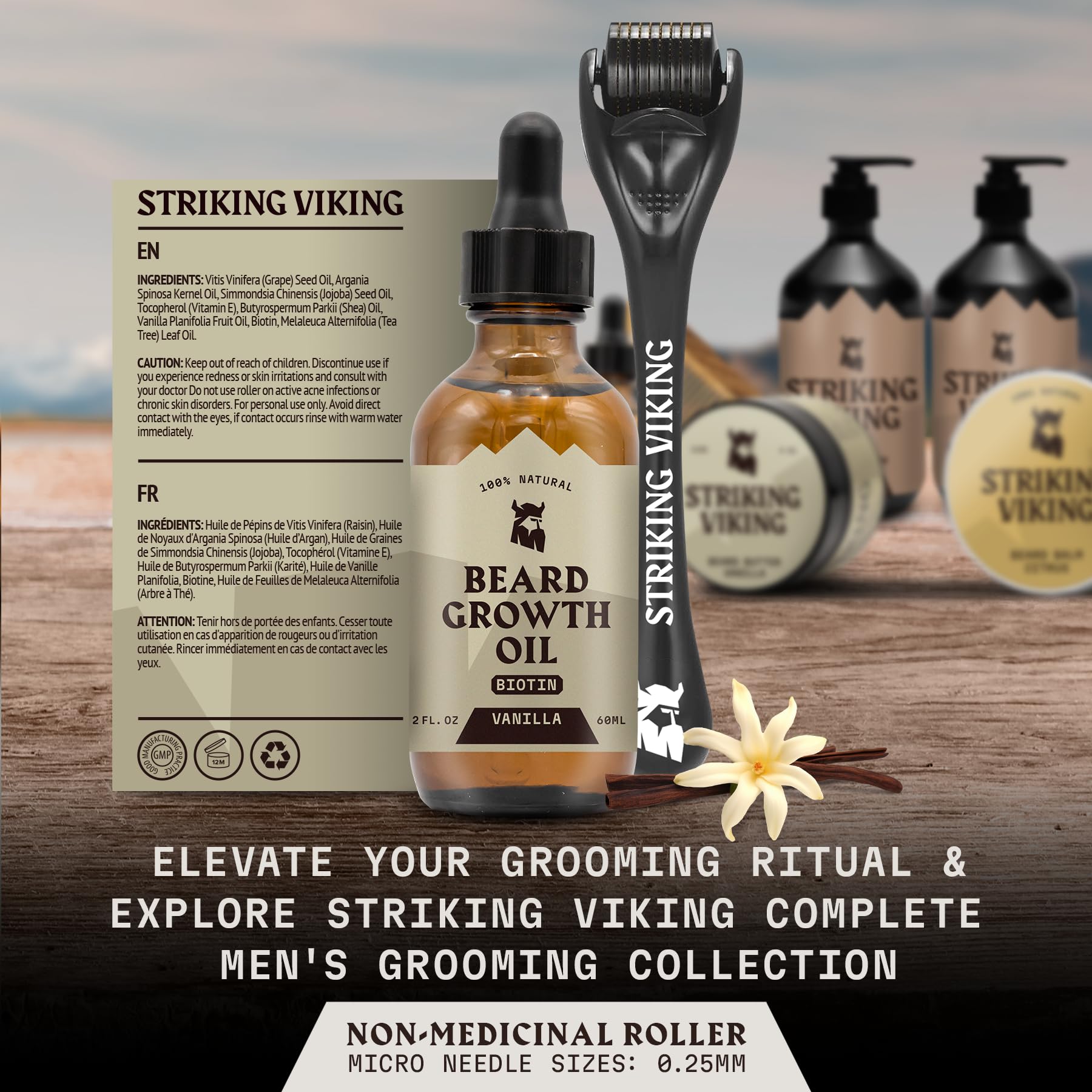 Striking Viking beard growth roll-on simplifies daily grooming routine.