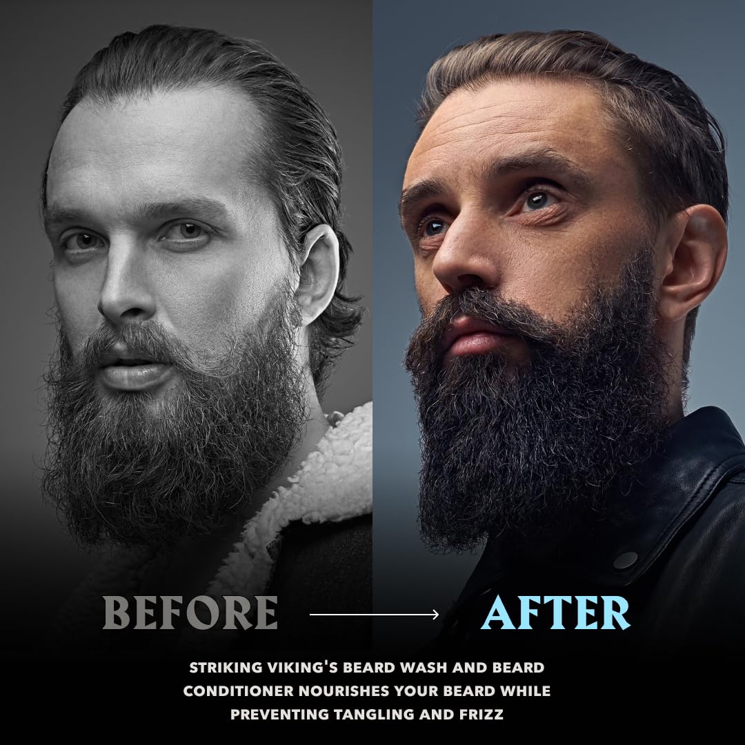 Striking Viking soft beard finish after using shampoo and conditioner.