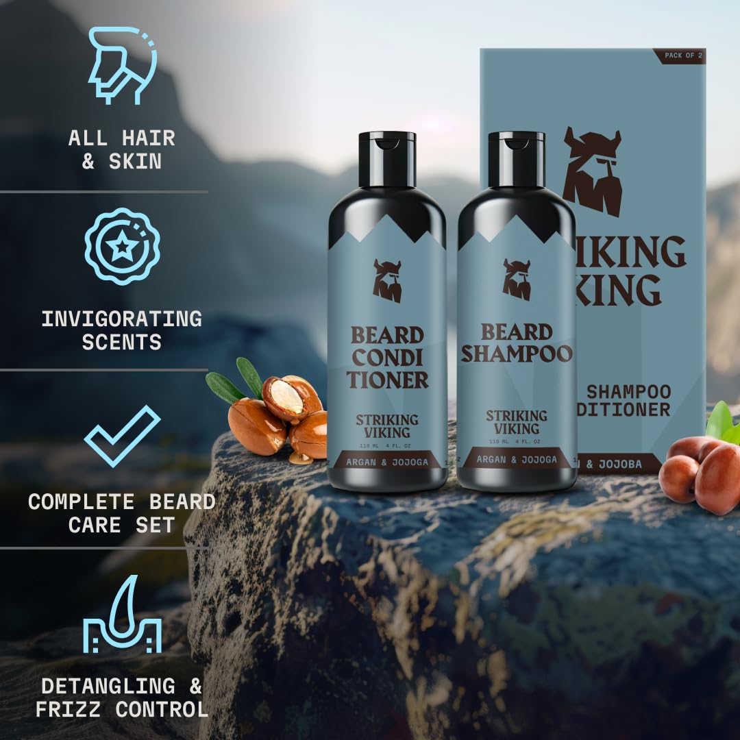 Striking Viking sulfate-free label close-up highlighting gentle cleansing.