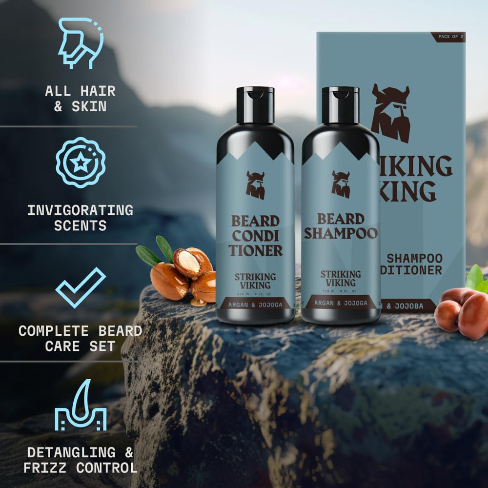 Striking Viking sulfate-free label close-up highlighting gentle cleansing.