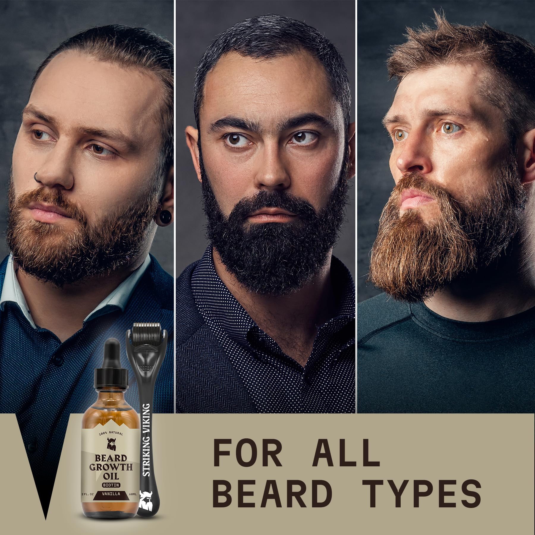 Striking Viking vanilla aroma enhances the daily beard care ritual.