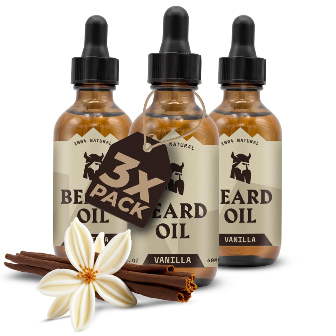Striking Viking Vanilla Beard Oil bottle for daily conditioning