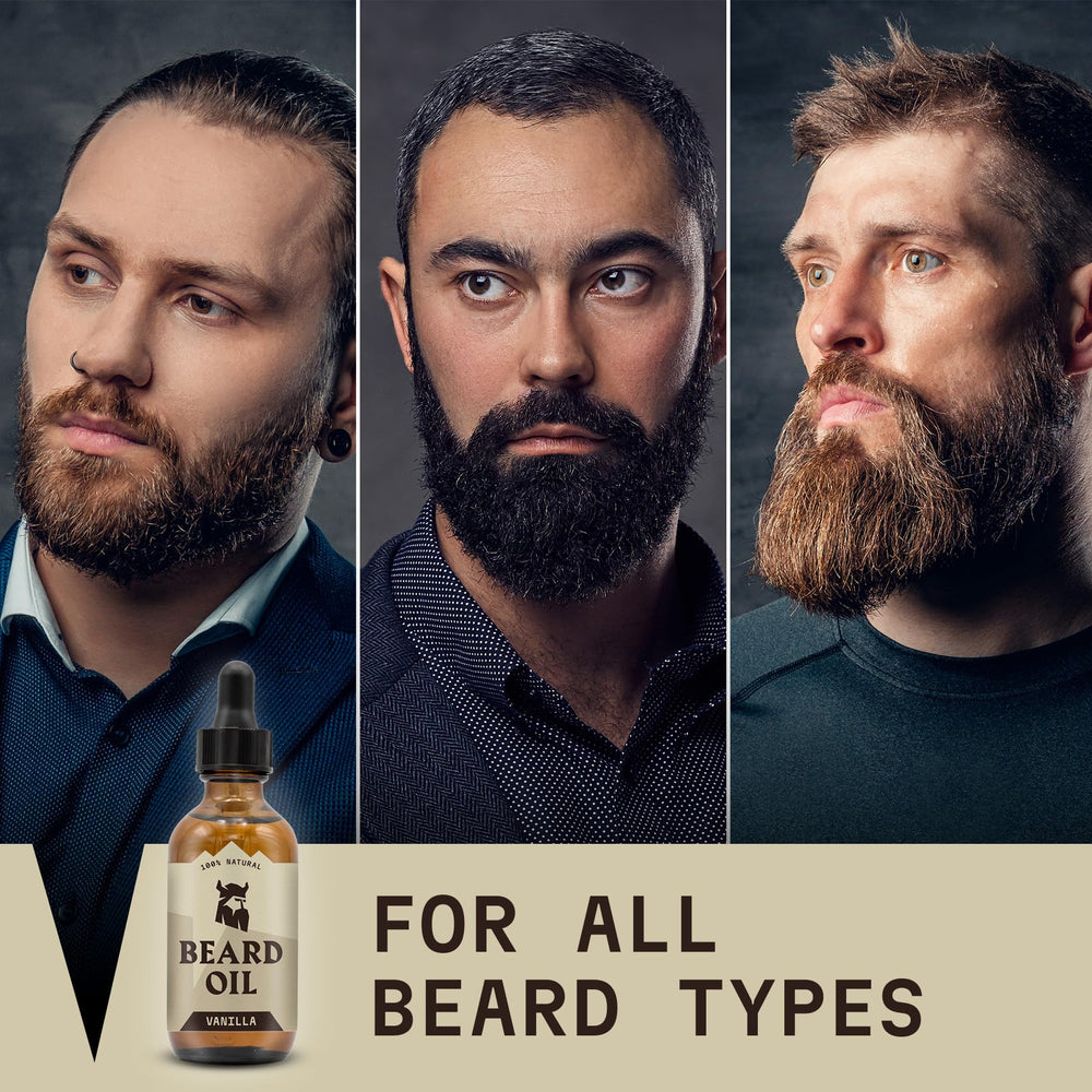 Striking Viking Vanilla Beard Oil ingredients with jojoba almond argan tea tree