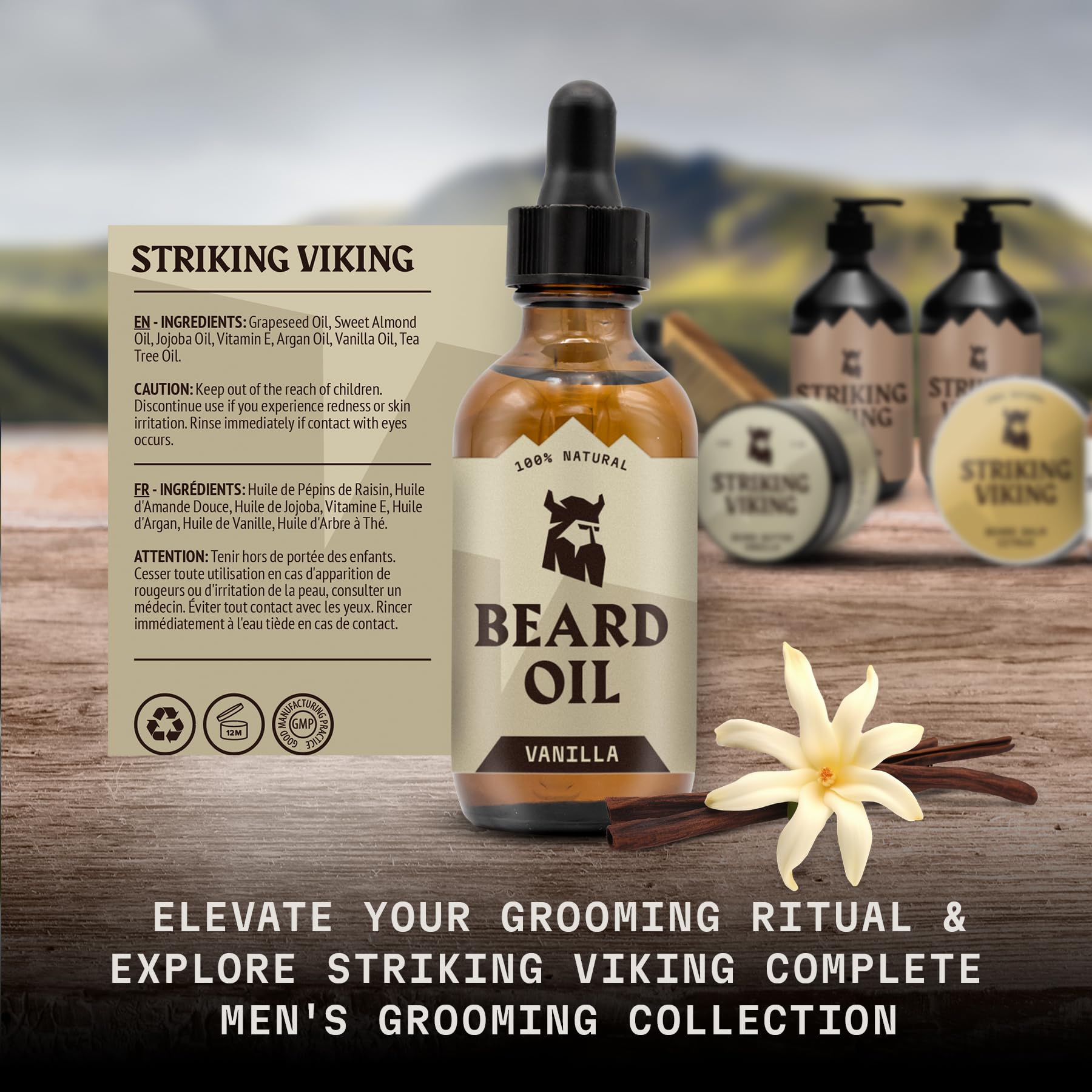 Striking Viking Vanilla Beard Oil softens beard after application