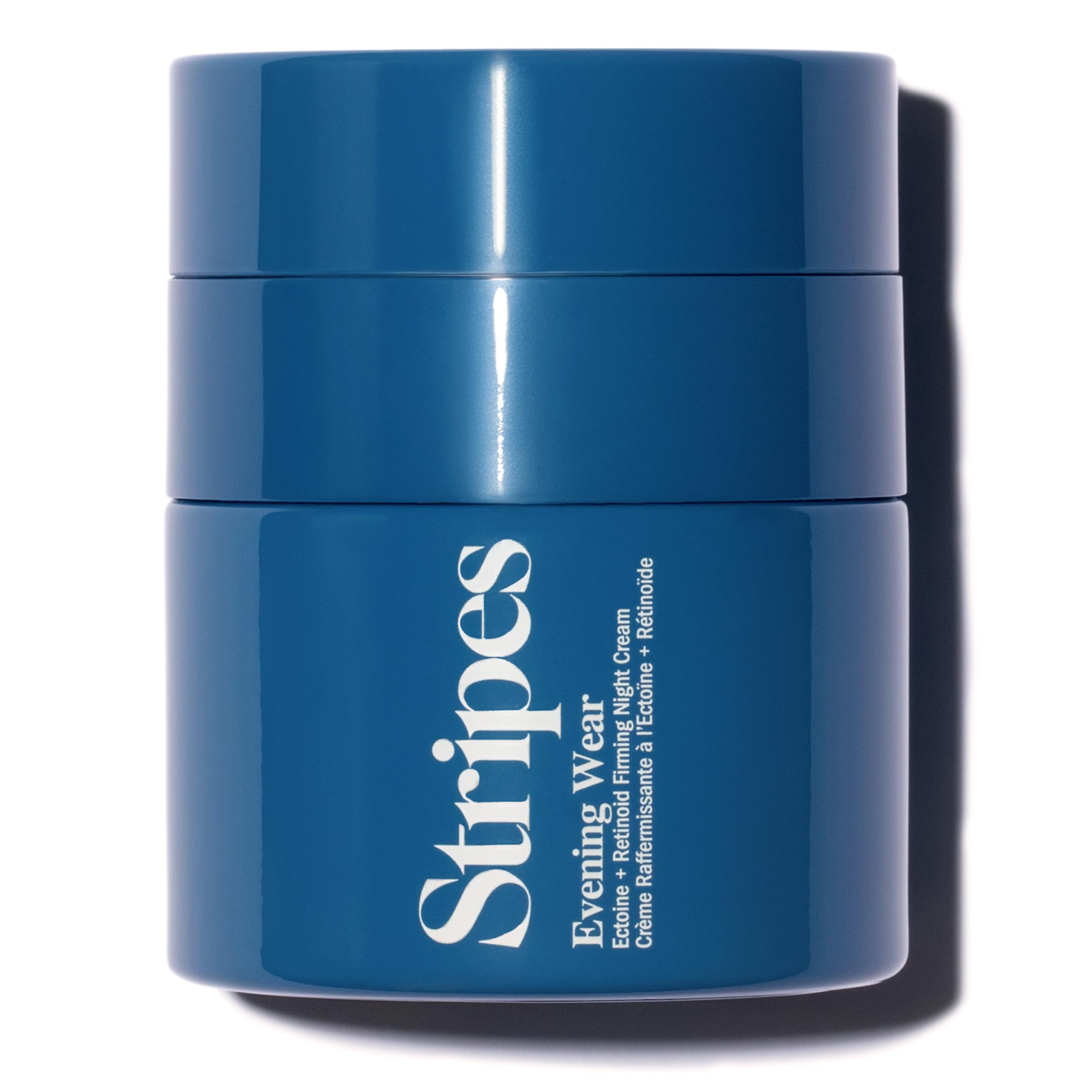 STRIPES Naomi Watts Night Cream jar closeup for overnight nourishment.