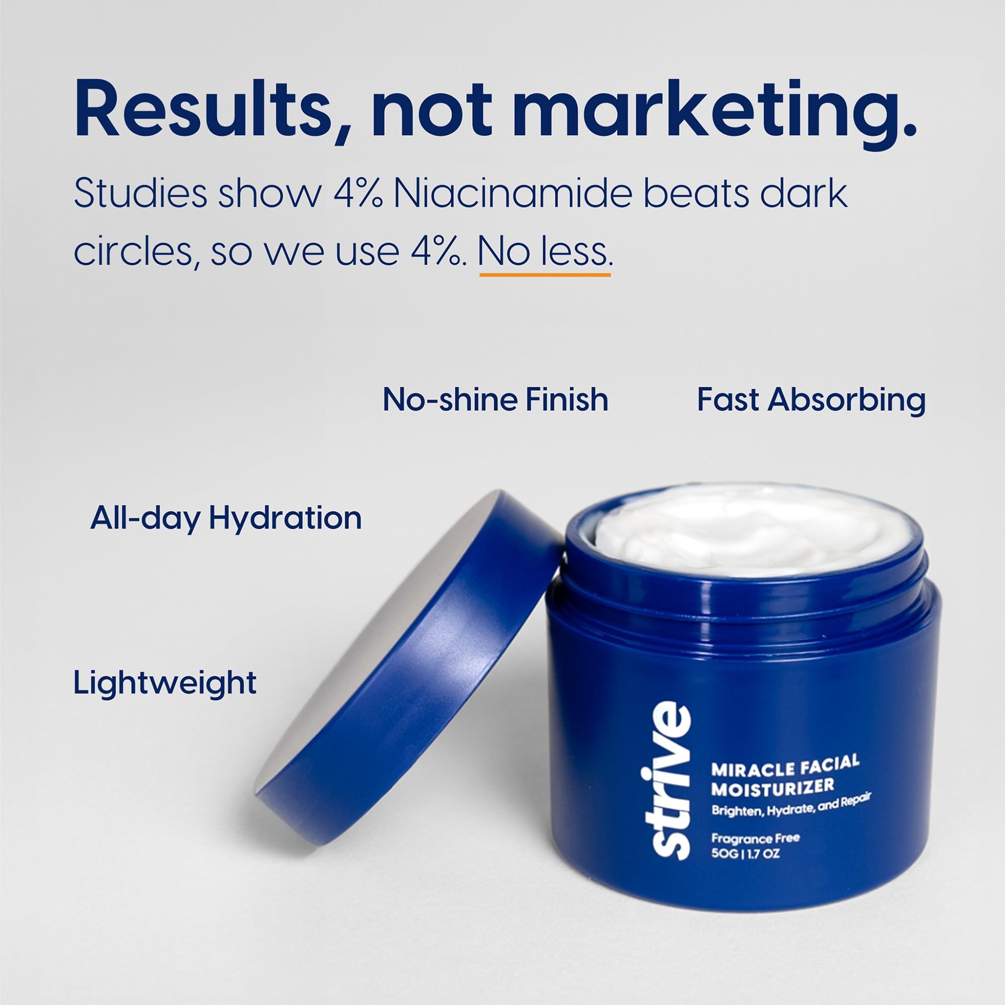 Strive moisturizer quickly absorbs, leaving refreshed and balanced skin