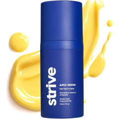 Strive retinal serum bottle highlighting anti-aging 0.1% retinaldehyde for smoother skin.