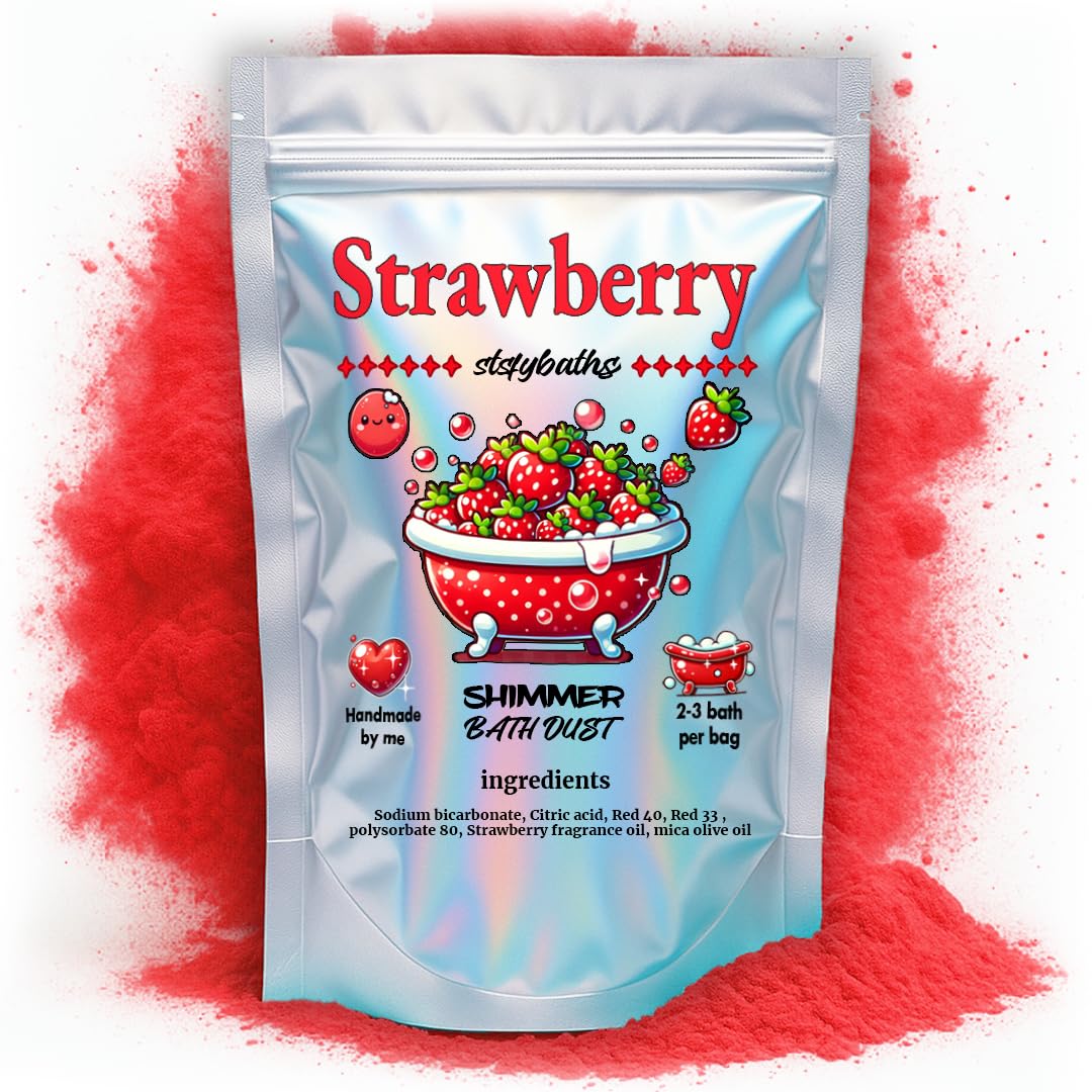 Stsfybaths red shimmer bath bomb in bag for a vibrant, stain-free soak.